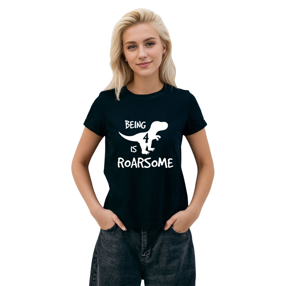Adult Unisex Dinosaur Is Roarsome Animals Lover Black T-shirt Costume