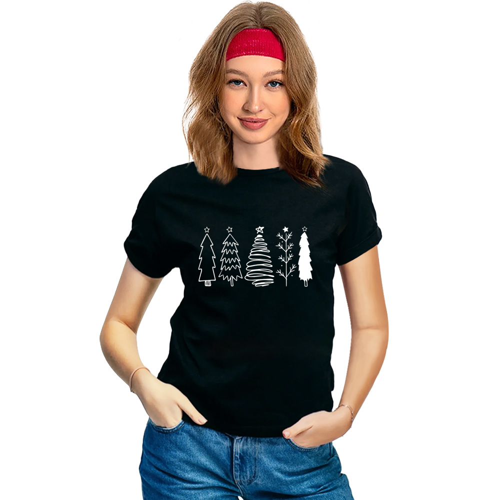 Adult Unisex Xmas Christmas Tree Festival Black T-shirt Costume