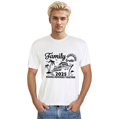 Adult Unisex Family Cruise 2025 Making Memories Together New Year White Festival T-shirt