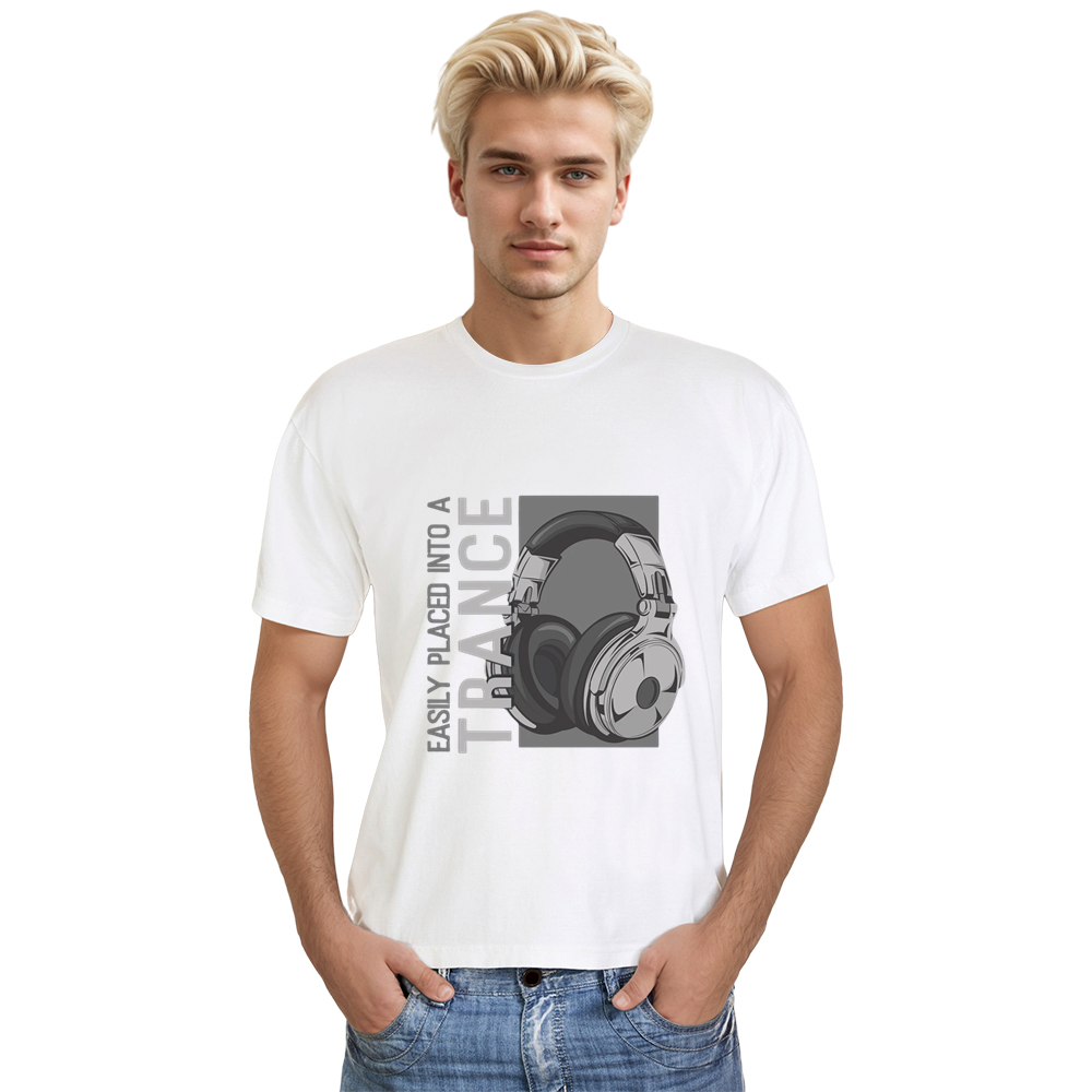 Adult Unisex Trance Music Headphones Music Lover White T-shirt