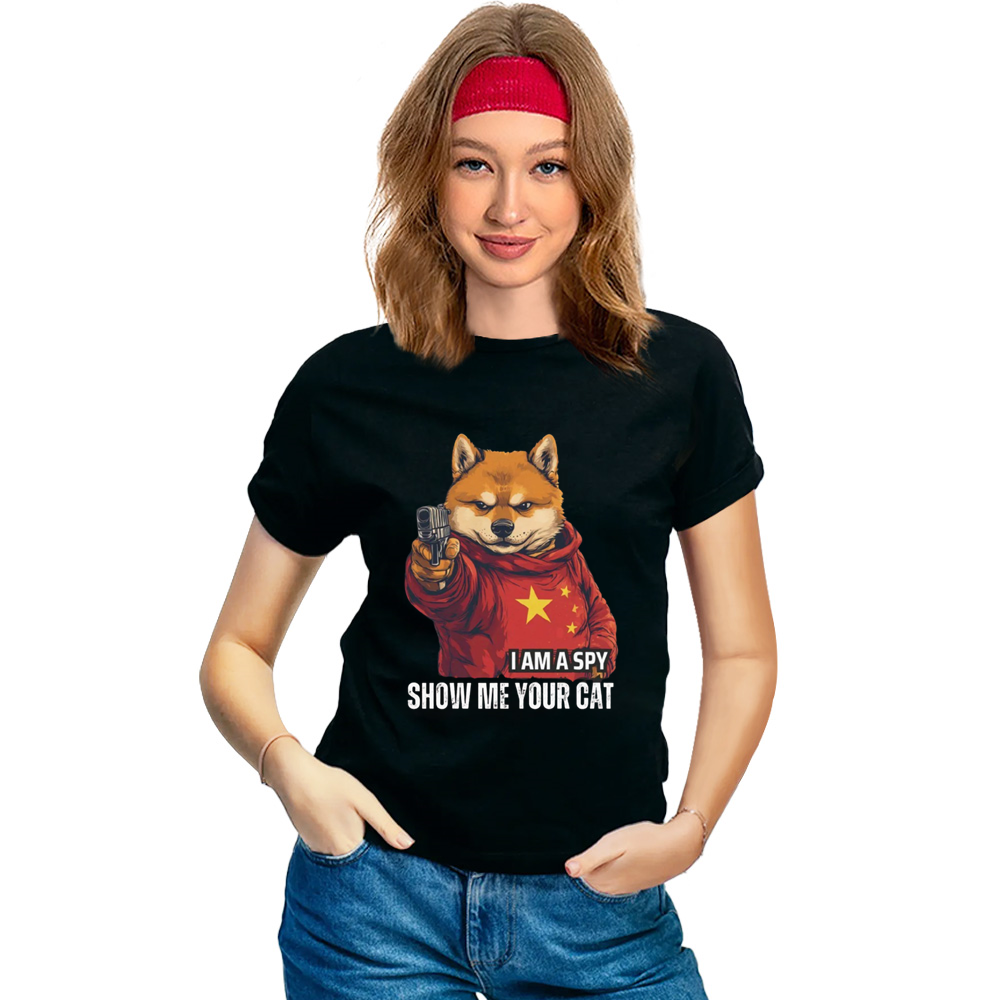 Cat Tax China Spy TikTok Refugee Black T-shirt