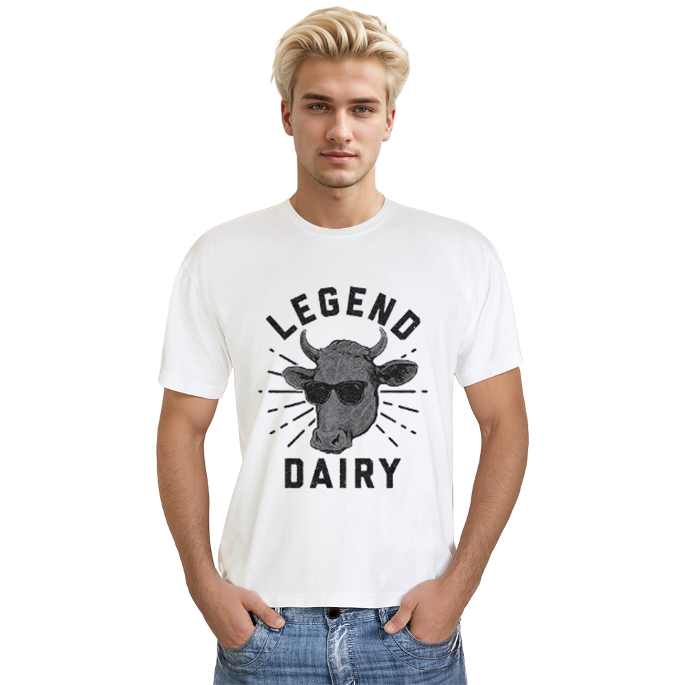 Adult Unisex Cow Sunglasses Graphic Farm Animals Black T-shirt Costume