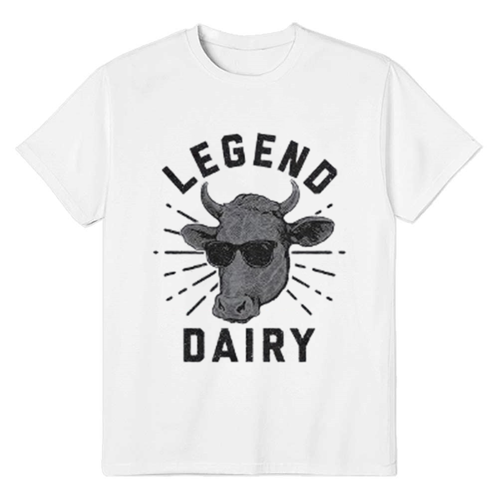 Adult Unisex Cow Sunglasses Graphic Farm Animals Black T-shirt Costume