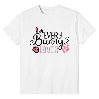 Adult Unisex Easter Every Bunny Loves White Short Sleeve T-shirt Outfits Top Costume