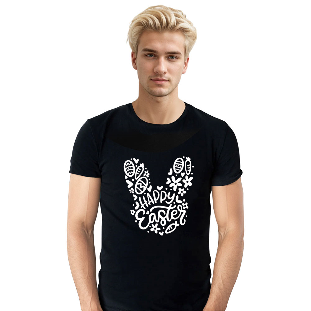 Easter Bunny Carrot Black Adult Unisex T-shirt