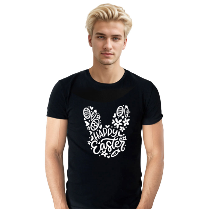 Easter Bunny Carrot Black Adult Unisex T-shirt