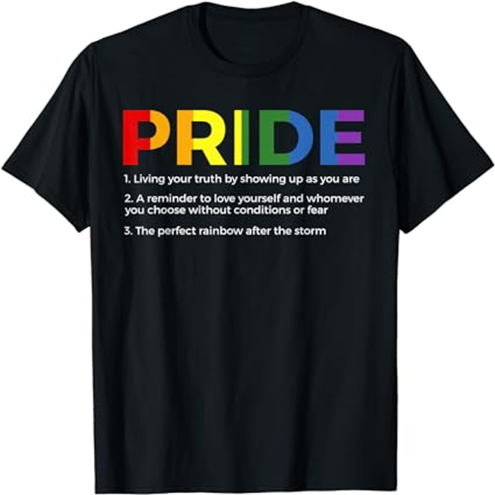 Adult Rainbow Flag Pride Definition Pride Month Black T-shirt Costume