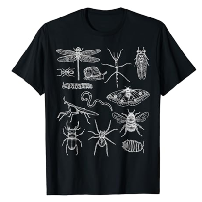 Adult Insects And Invertebrates Drawings Wild Animals Science Nature Lover Black Short Sleeve T-shirt Outfits Top Costume