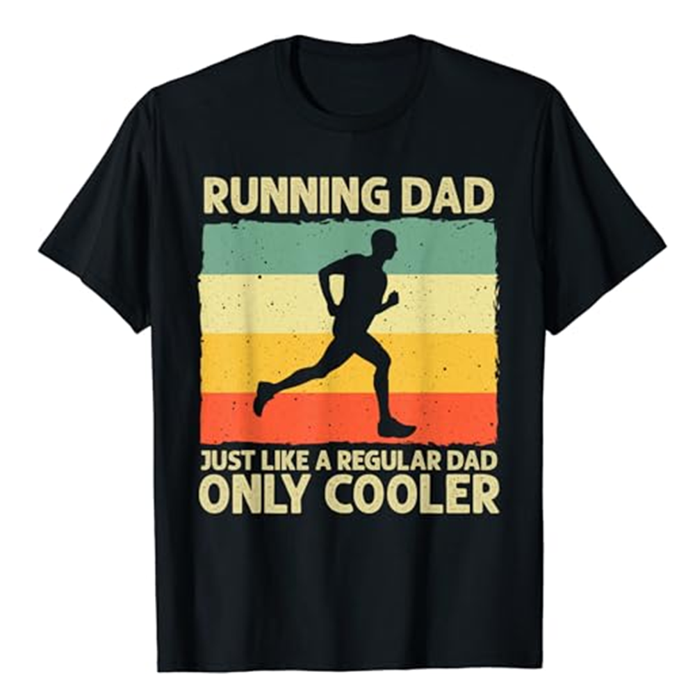 Adult Funny Running Dad Marathon Runner Coach Fitness Sport Black T-shirt Costume