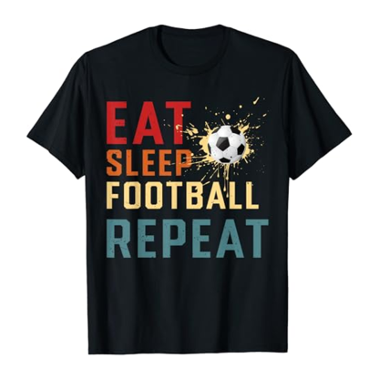 Adult Unisex Eat Sleep Football Lover Black T-shirt Costume