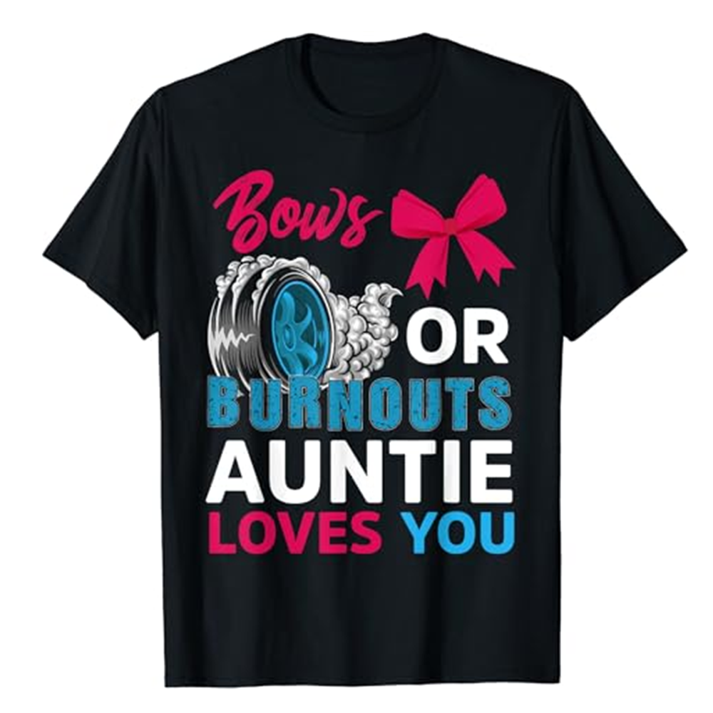 Adult Women Bows Auntie Loves You Black T-shirt Costume