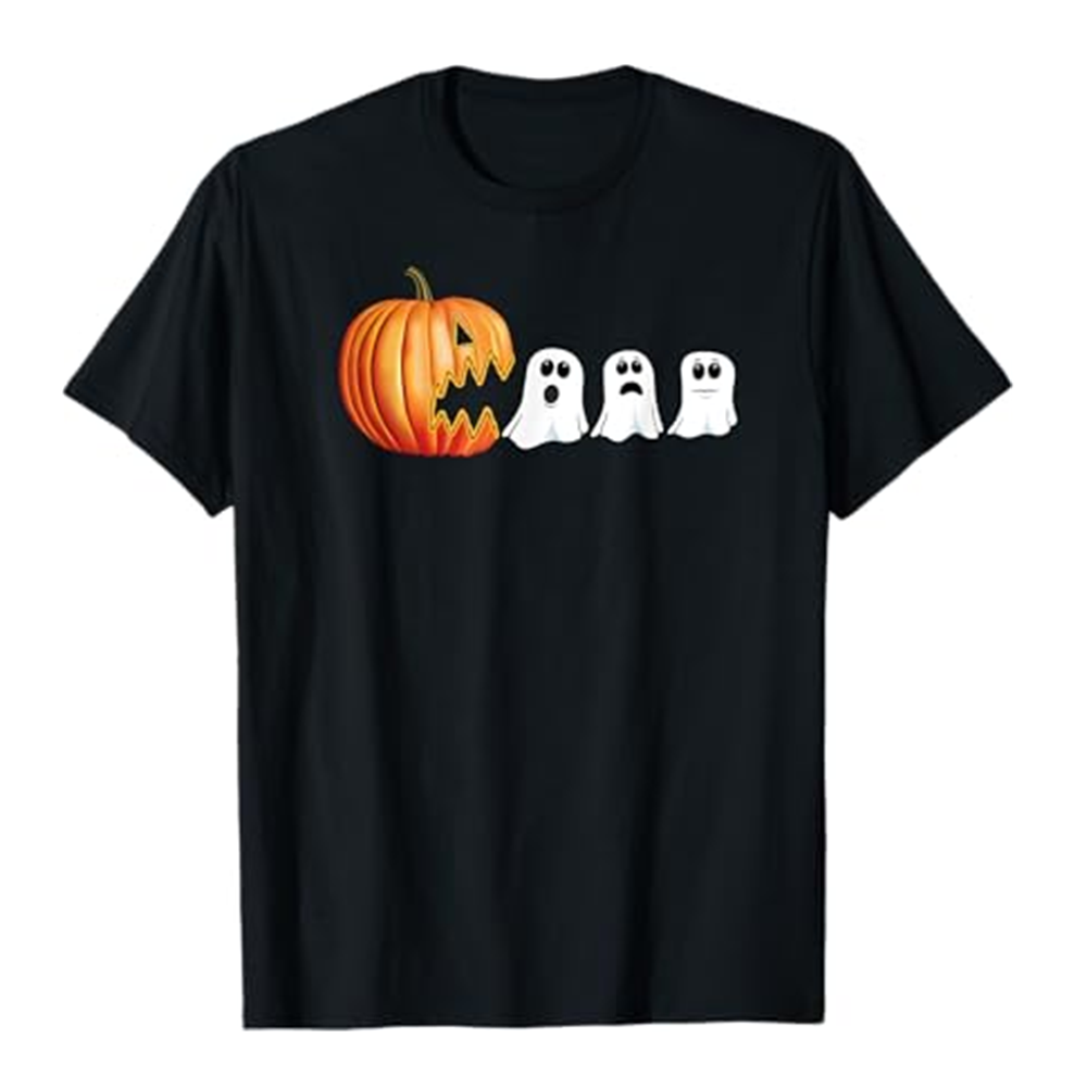 Adult Unisex Funny Halloween Pumpkin Ghosts Halloween Black T-shirt Costume