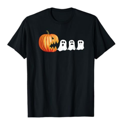 Adult Unisex Funny Halloween Pumpkin Ghosts Halloween Black T-shirt Costume