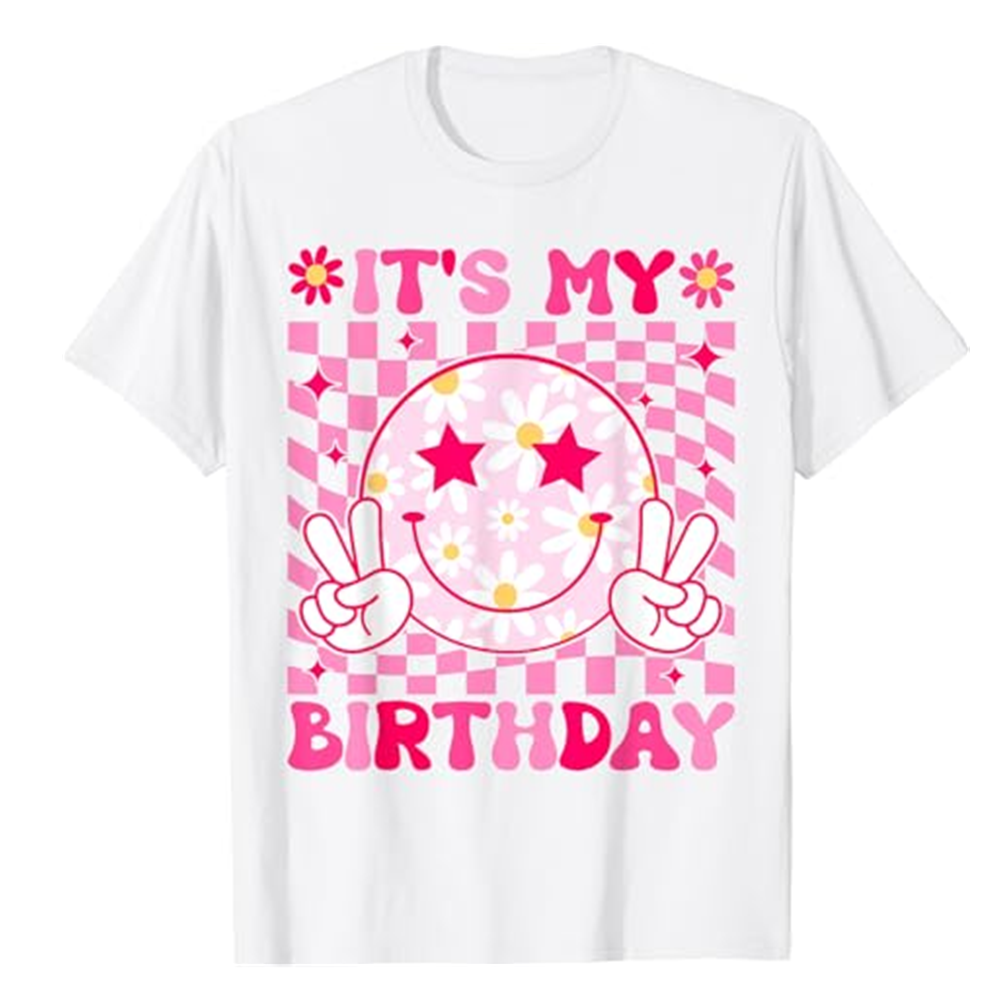 Adult It's My Birthday Star Birthday Party White Short Sleeve T-shirt Outfits Top Costume