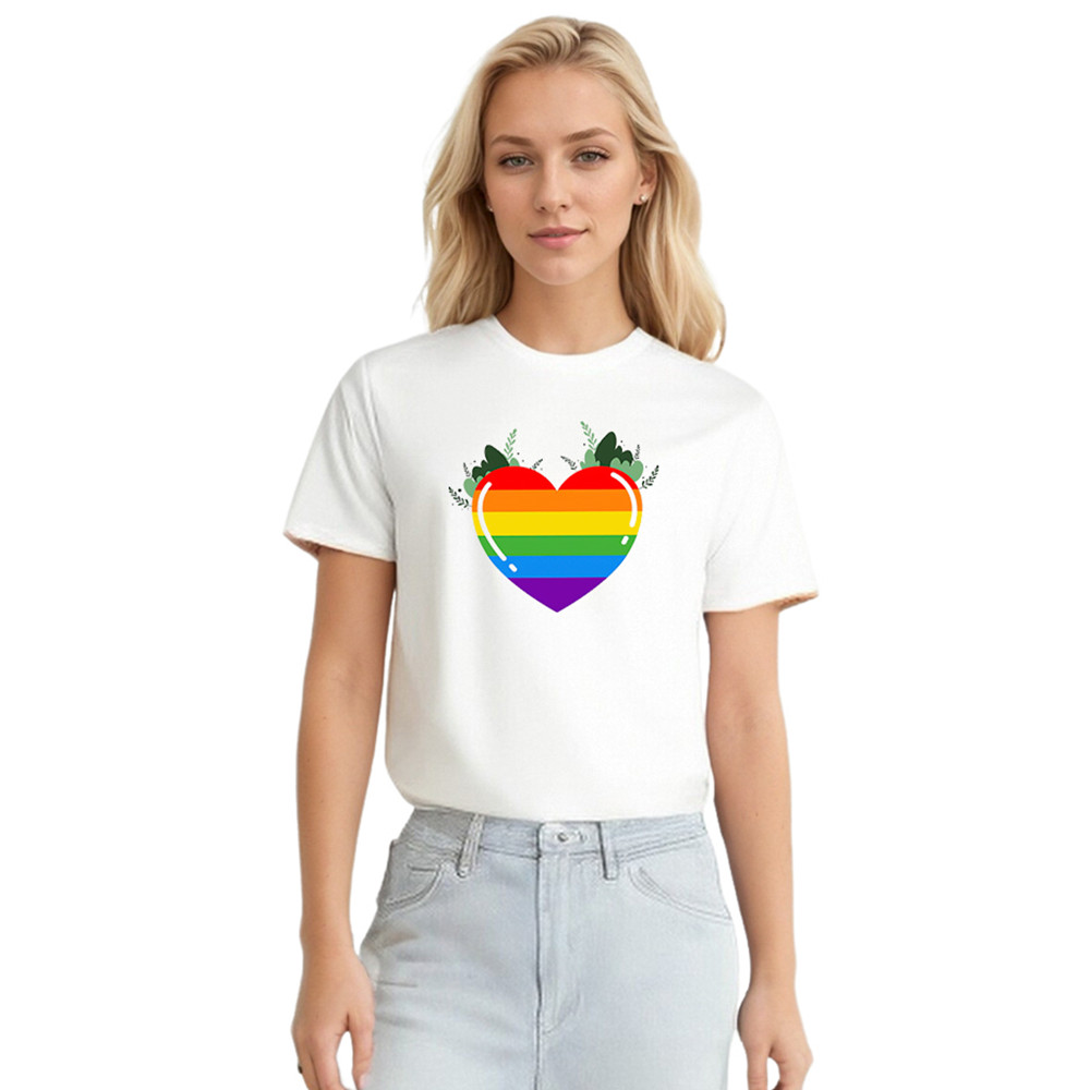 Adult Unisex Pride Month LGBT Rainbow Heart Wings White T-shirt Costume