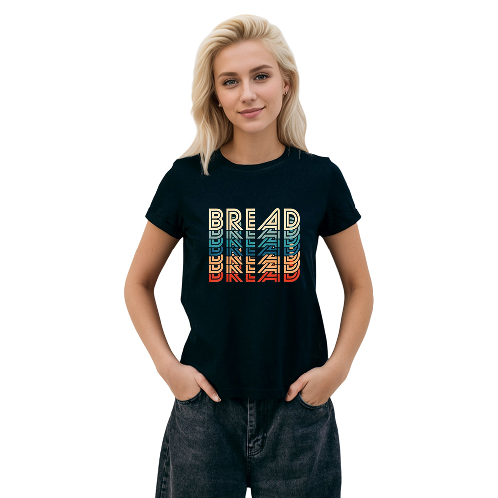 Adult Unisex Funny Bread Retro Vintage Carb Gluten Foodie Food Lover Black Short Sleeve T-shirt Costume