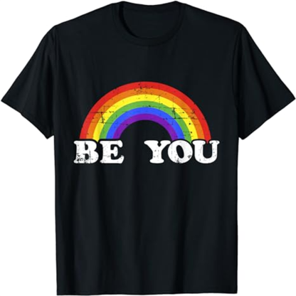 Adult Be You With Rainbow Flag Pride Month Black T-shirt Costume