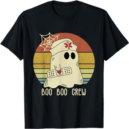 Adult Unisex Boo Boo Crew Nurse Ghost Shirts Halloween Black T-shirt Costume