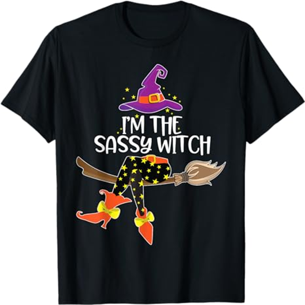 Adult Woman ImThe Sassy Witch Halloween Black T-shirt Costume