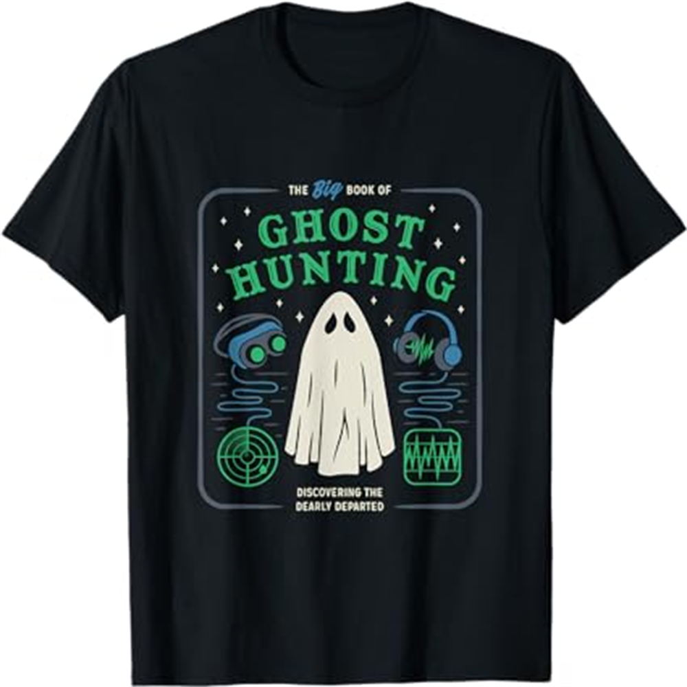 Adult Unisex Cute Ghost Hunting Halloween Black T-shirt Costume