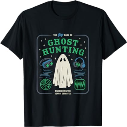 Adult Unisex Cute Ghost Hunting Halloween Black T-shirt Costume