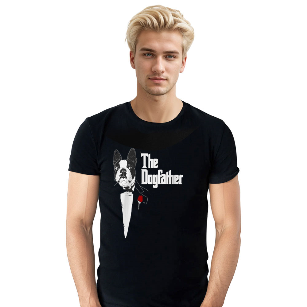 Adult Man The Dogfather Pet Lover Black T-shirt Costume