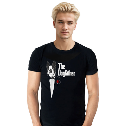 Adult Man The Dogfather Pet Lover Black T-shirt Costume