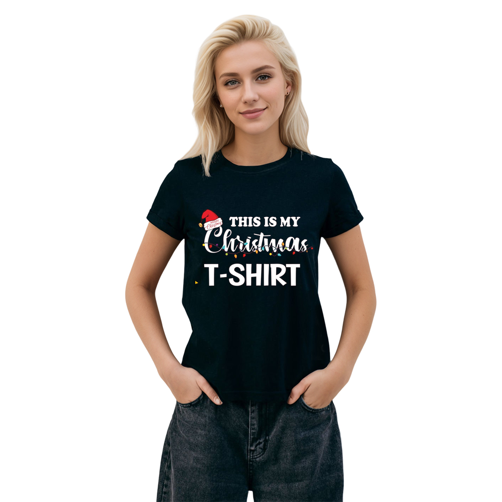 Adult Unisex Festival This is my Christmas T shirt Xmas Black T-shirt Costume