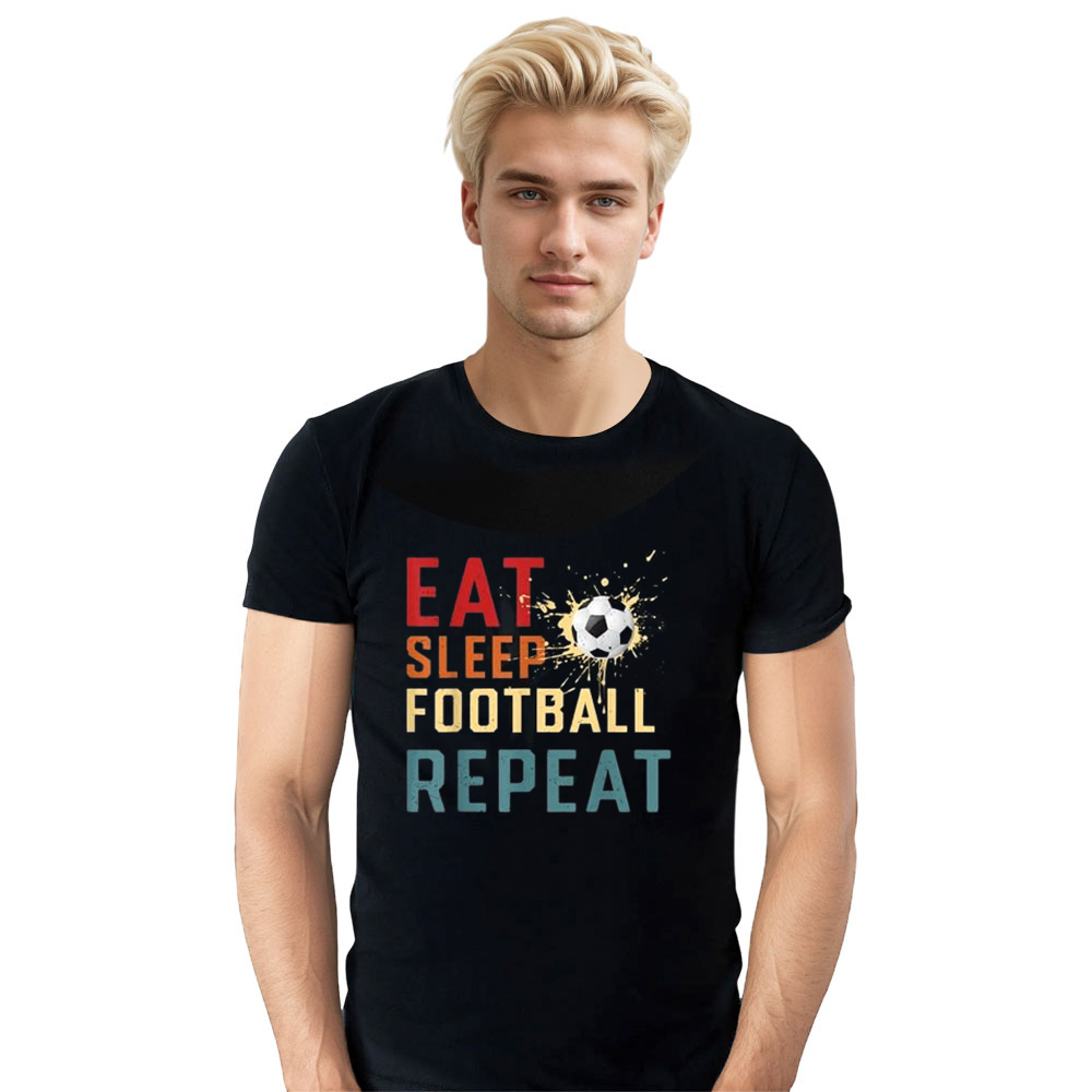 Adult Unisex Eat Sleep Football Lover Black T-shirt Costume