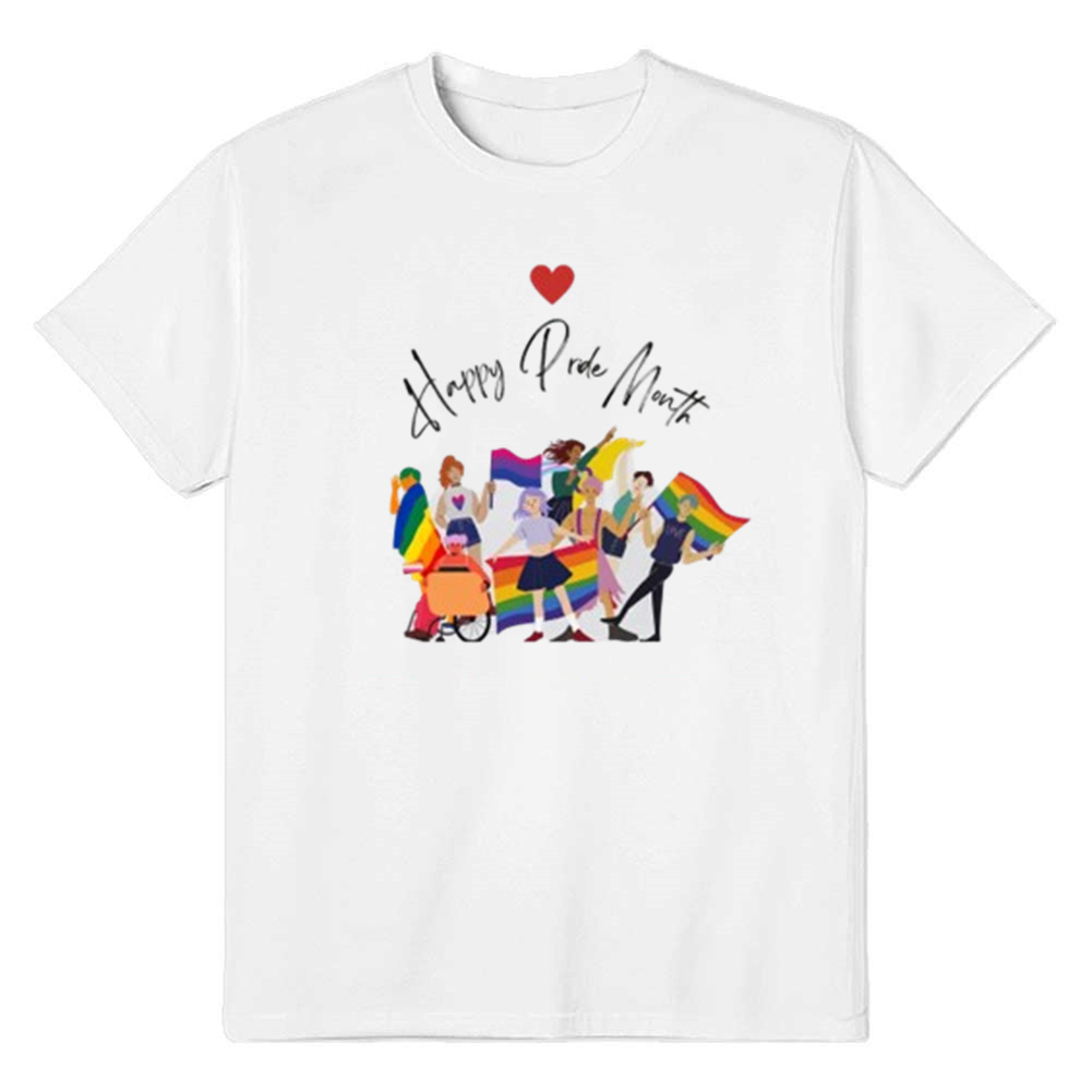 Adult Unisex Happy Pride Month White T-shirt Costume