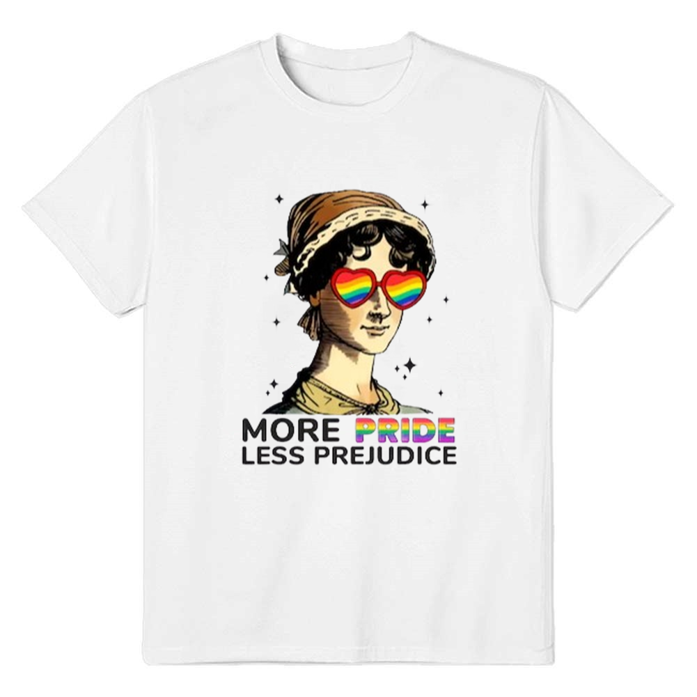 Adult Unisex More Pride Less Prejudice Pride Month White T-shirt Costume
