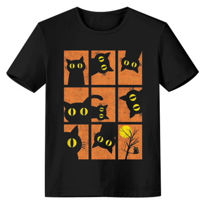Adult Unisex Halloween Cute Cat Pet Lover Black T-shirt Costume