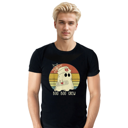 Adult Unisex Boo Boo Crew Nurse Ghost Shirts Halloween Black T-shirt Costume