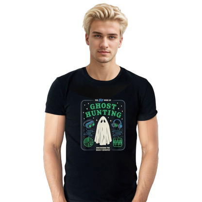 Adult Unisex Cute Ghost Hunting Halloween Black T-shirt Costume