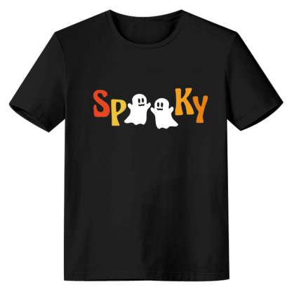 Adult Unisex Pumpkin Season Halloween Black Spooky T-shirt Costume