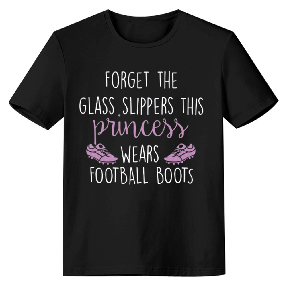 Adult Unisex Princess Wears Football Boots Soccer Lover Black T-shirt Costume
