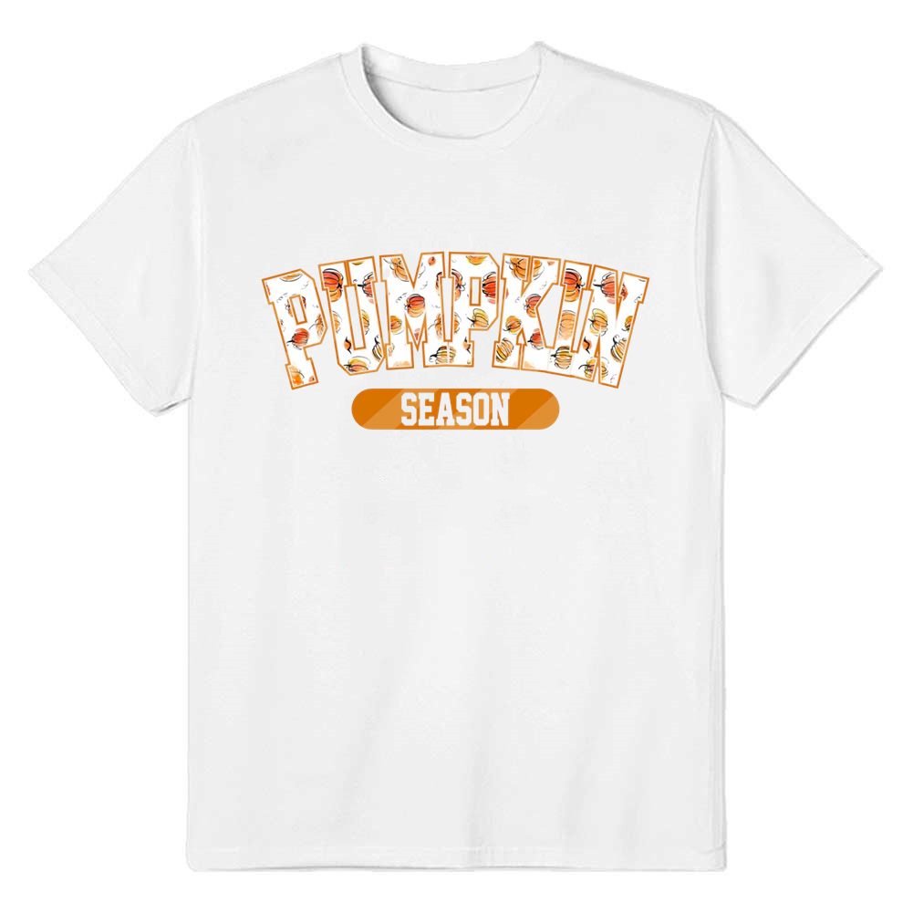 Adult Unisex Halloween Pumpkin Season Letter White T-shirt Costume