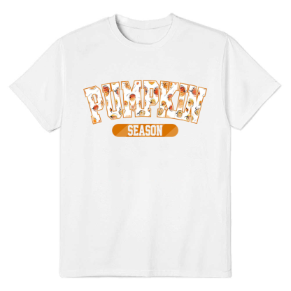 Adult Unisex Halloween Pumpkin Season Letter White T-shirt Costume