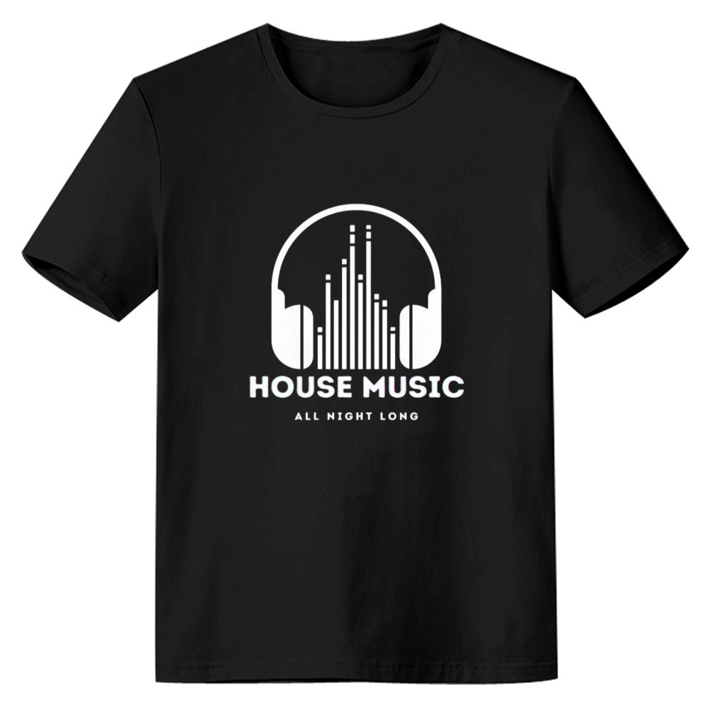 Adult Unisex House Music All Night Long Music Festival Black T-shirt Costume