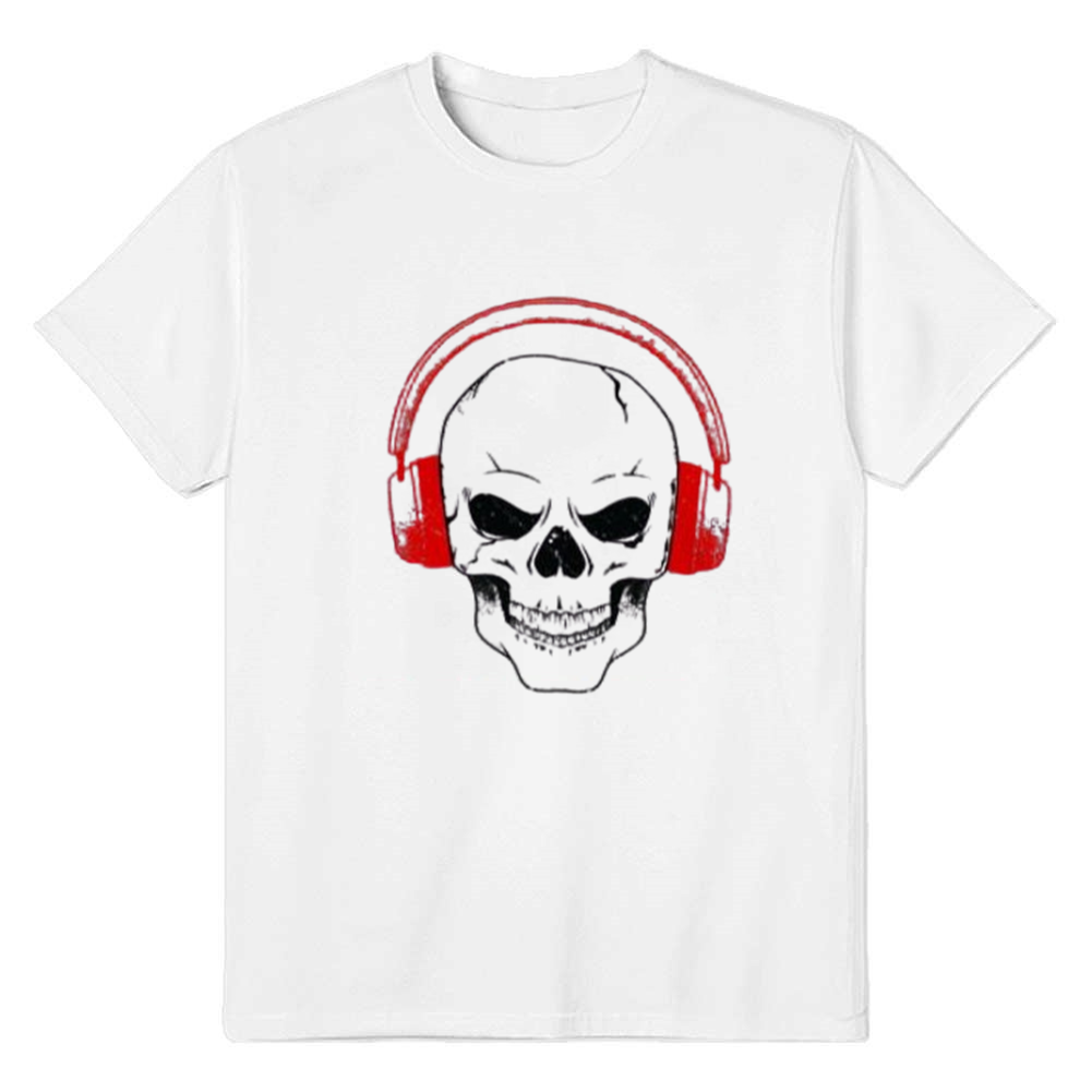 Adult Unisex Music Festival White Skull DJ T-shirt Costume