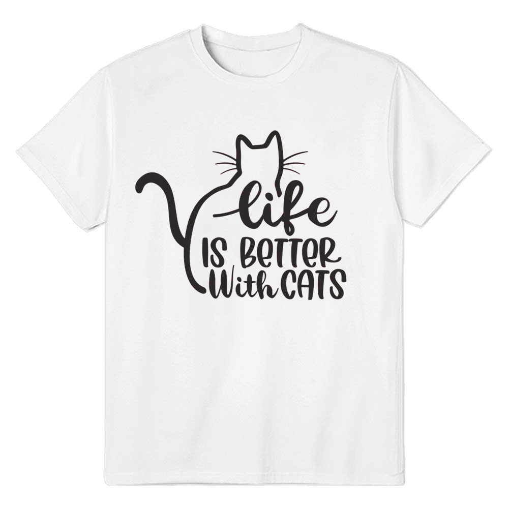 Adult Unisex Life Is Better With Cat Pet Lover White T-shirt Costume