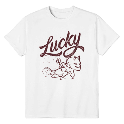 Adult Unisex Lucky Devil Halloween White T-shirt Costume