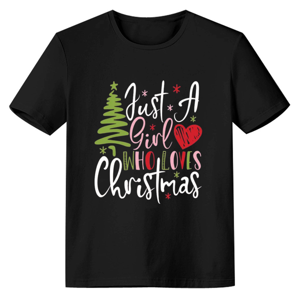 Adult Unisex Xmas Just A Girl Who Loves Christmas Festival Black T-shirt Costume
