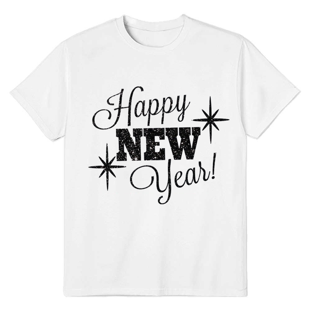 Adult Unisex 2025 Happy New Year Shirt White Festival T-shirt