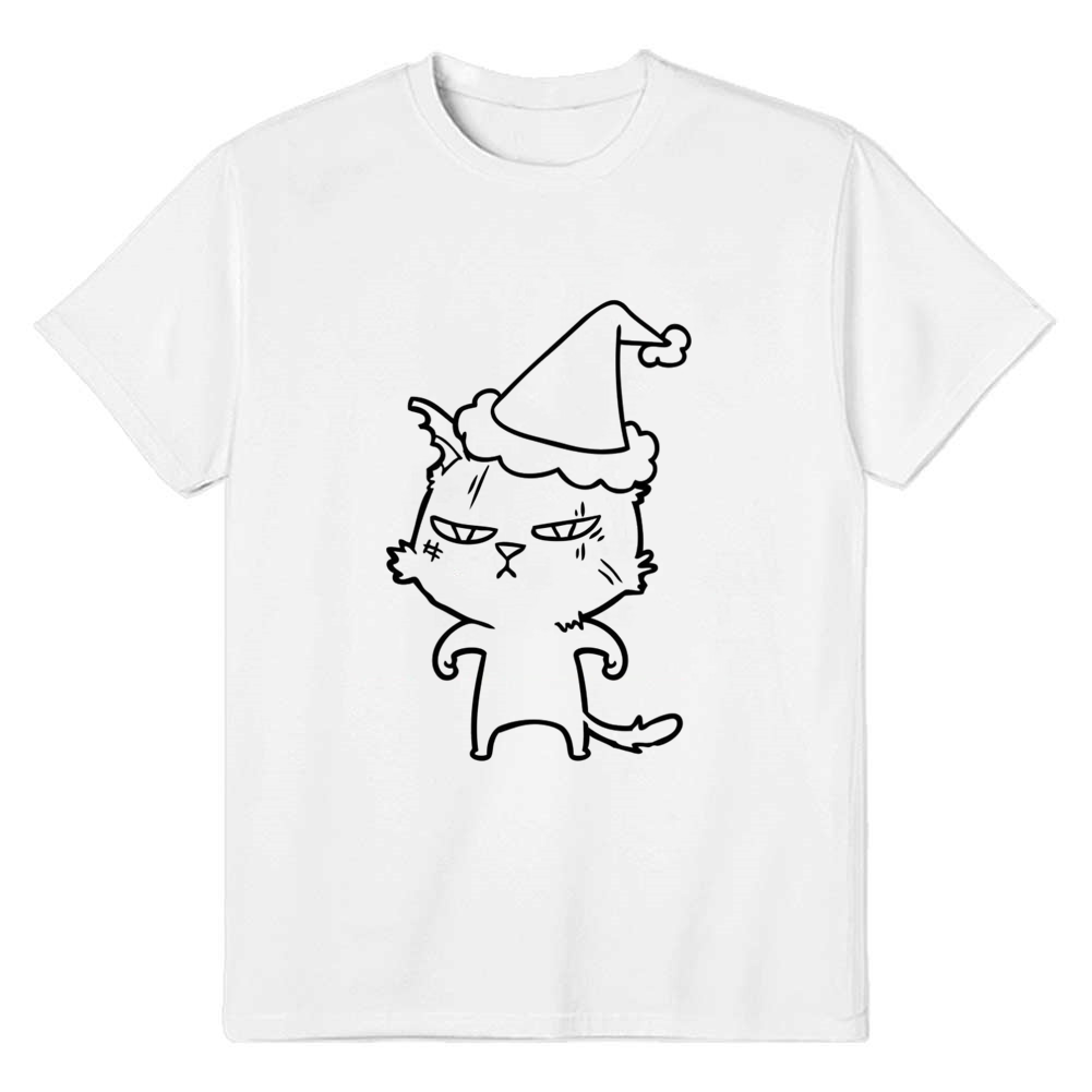 Adult Unisex Angry Cat White Pet Lover T-shirt