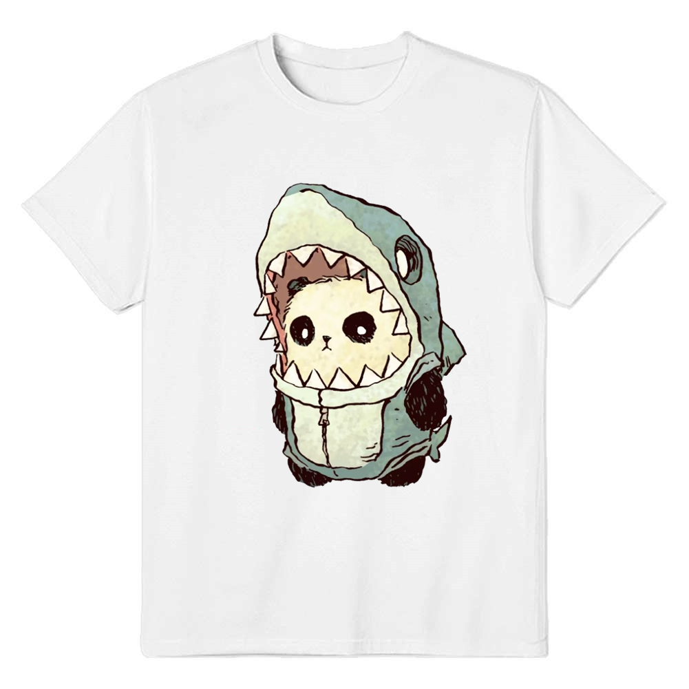 Panda Shark Cute Adult Unisex Animals Lover White T-shirt