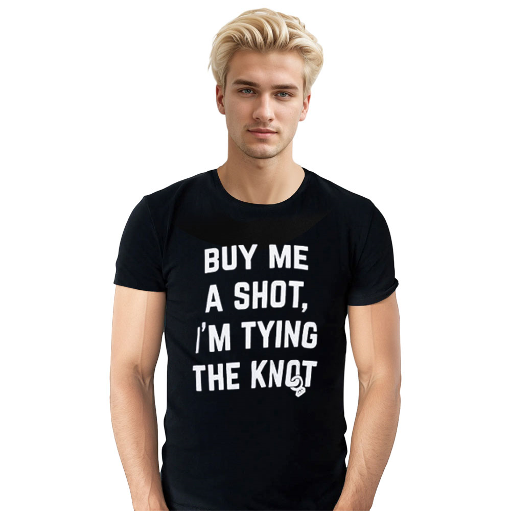 Adult Unisex Buy Me a Shot, I'm Tying The Knot Bachelor Party Funny Black T-shirt Costume