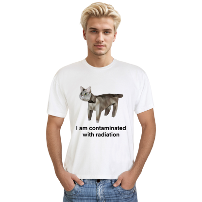Adult Unisex I Am Contaminated Funny Cat Internet Meme Tee Trending Phrase Apparel White T-shirt Costume