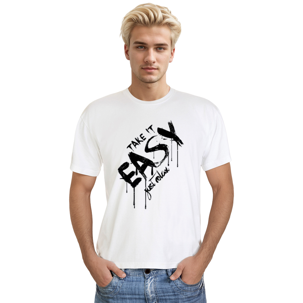 Adult Unisex Letter Take It Easy White T-shirt Costume