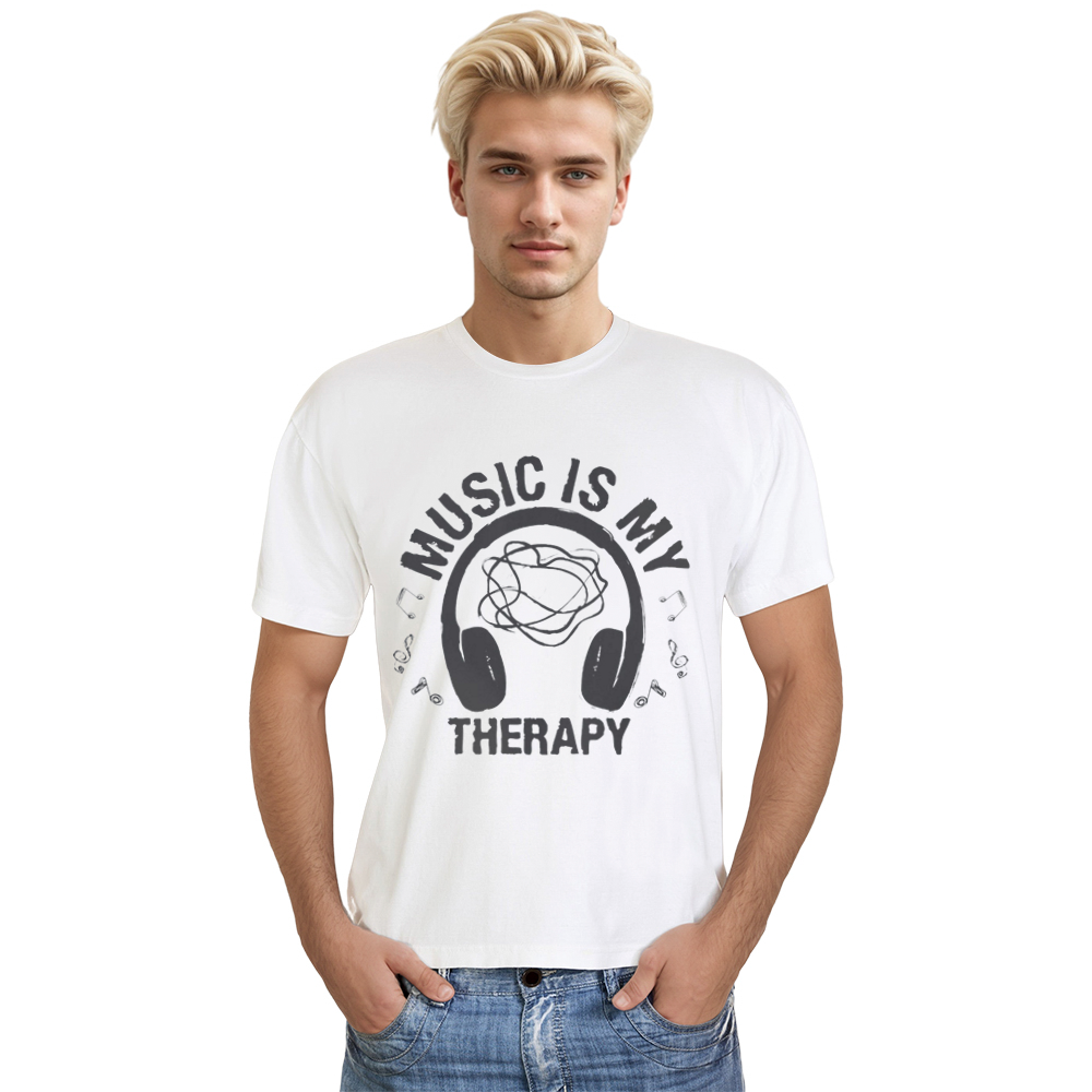 Adult Unisex Music Is My Therapy Festival White T-shirt Costume